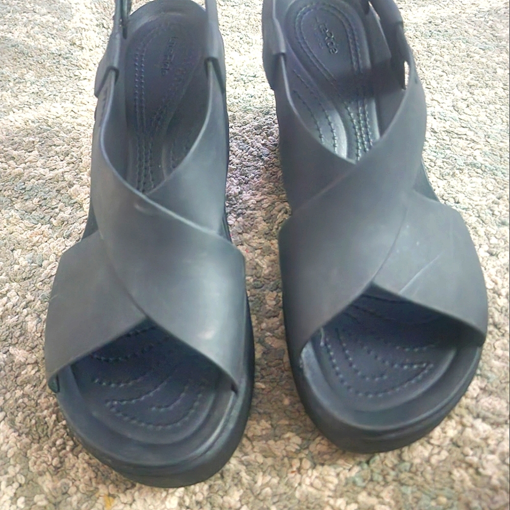 candles. - CROCS black wedge sandles.